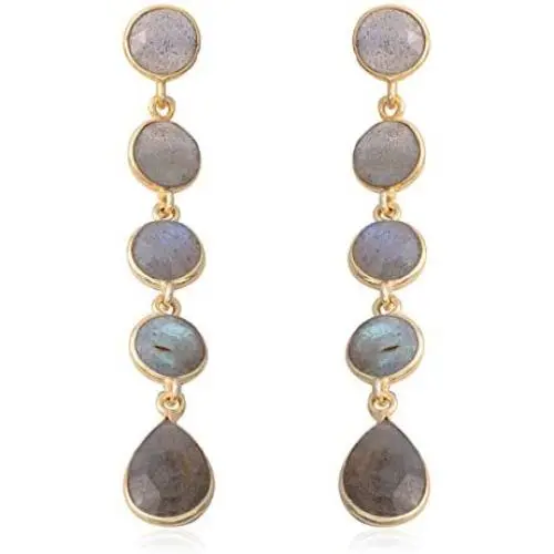 Shop LC Dangle Drop Earrings 925 Sterling Silver Vermeil Yellow Gold Pear Labradorite Fashion Prom Jewelry for Women Mothers Day Gifts