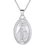 Nofade Silver Personalized Virgin Mary Necklace 925 Sterling Silver Religious Christian Jewelry Oval Medal Coin Pendant Necklace for Women Men
