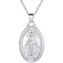 Nofade Silver Personalized Virgin Mary Necklace 925 Sterling Silver Religious Christian Jewelry Oval Medal Coin Pendant Necklace for Women Men