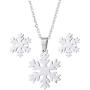 RUIZHEN Stainless Steel Snowflake Winter Flower Necklace Stud Earrings Jewelry Set Xmas Jewelry