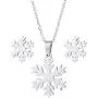 RUIZHEN Stainless Steel Snowflake Winter Flower Necklace Stud Earrings Jewelry Set Xmas Jewelry