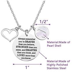 Melix Home Inspirational Gifts Necklaces You are Braver Than You Believe Initial Letter Necklace for Girls Women Birthday Graduation Gift Encouragement Jewelry