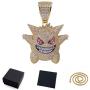 ICE JEWELRY Hip Hop Iced Out 18K Gold Plated Micro Paved Simulated Diamond Gengar Pendant Necklace Rope Chain