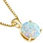 14 Karat Yellow Gold Created Opal Solitaire Pendant