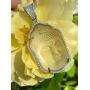 Iced Guanyin Tathagata Buddha White Jade Pendant Necklace 20'' Rope Chain Genuine Certified Grade A Jadeite Jade Hand Crafted, Jade Necklace, 14k Gold Filled Laughing Jade Buddha Necklace, Jade Medallion, Fast Prime Shipping