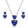 Sterling Silver Genuine, Created or Simulated Gemstone Double Heart Friendship Necklace & Stud Earrings Set