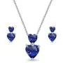 Sterling Silver Genuine, Created or Simulated Gemstone Double Heart Friendship Necklace & Stud Earrings Set Sterling Silver Genuine, Created or Simulated Gemstone Double Heart Friendship Necklace & Stud Earrings Set
