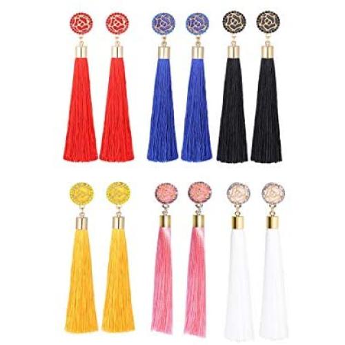 Charm Girls Long Tassel Drop Earrings Handmade Bohemia Tassel Earrings for Women