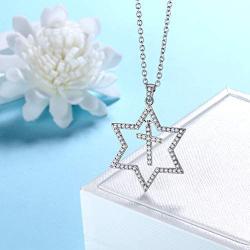 Elegant Amulet Necklace Gift for Women Girl Sterling Silver Teen Boy Crystal Triangle/Ankh Cross/Celtic Turtle/Iced Out Magen Star of David Pendant Necklace Minimalist Everyday Jewellery