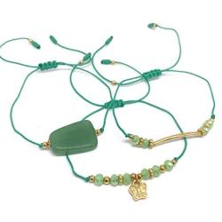 LESLIE BOULES Jewelry 3 Set Bracelets Boho & Lucky Charm Adjustable