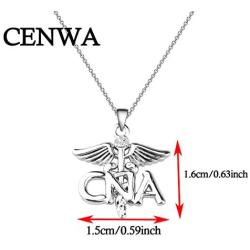 CENWA Certified Nursing Assistant Necklace CNA Charm CNA Caduceus Angel Necklace Gifts for Nursing Student