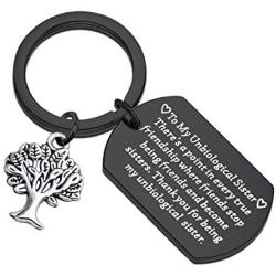 FUSTMW Unbiological Sister Gifts Thank You for Being My Unbiological Sister Keychain Friendship Jewelry Soul Sisters Gifts for BFF