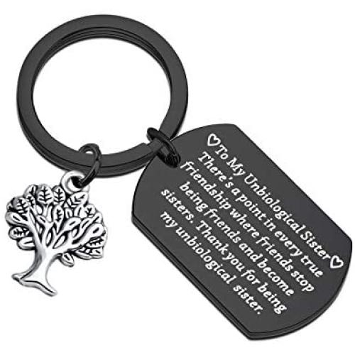 FUSTMW Unbiological Sister Gifts Thank You for Being My Unbiological Sister Keychain Friendship Jewelry Soul Sisters Gifts for BFF