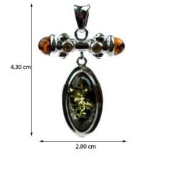 Ian and Valeri Co. Multicolor Amber Sterling Silver Oval Modern Pendant Necklace Chain 18''