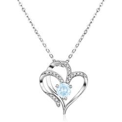 Arletty Love Heart Pendant Created Birthstone Necklaces for Women