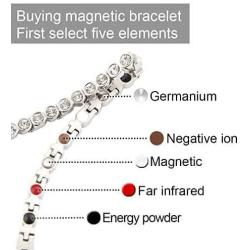 N+NITROLUBE Women Magnetic Therapy Bracelet Silver Fashion Snow-White Zircon for Women Stainless Steel Bracelets (7.28 in)