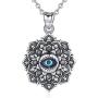 EUDORA Good Luck Blue Evil Eye Vintage Sterling Silver Necklace Pendant, Gift for Women Girl, 18 inch Chain