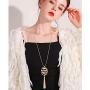 COLORFUL BLING Long Necklace for Women Leopard Quatrefoil Pendant Necklace Bohemia Fringe Tassel Necklaces Y Chain Necklace Fashion Jewelry