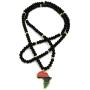CBC Crown Slanted Pan African Colored Africa Map Continent Pendant on Wooden Bead Necklace