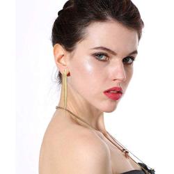 Boho Long Tassels Dangle Drop Metal Chain Earrings, Simplicity Punk Gold Silver Stud Earrings for Women Teenage Girls Wedding Party Gifts