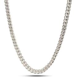 Sterling Silver Mens Solid Franco Square Box Link Chain Necklace/Bracelet - 1.8MM-4.7MM - Yellow or Rhodium