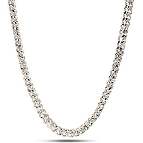 Sterling Silver Mens Solid Franco Square Box Link Chain Necklace/Bracelet - 1.8MM-4.7MM - Yellow or Rhodium
