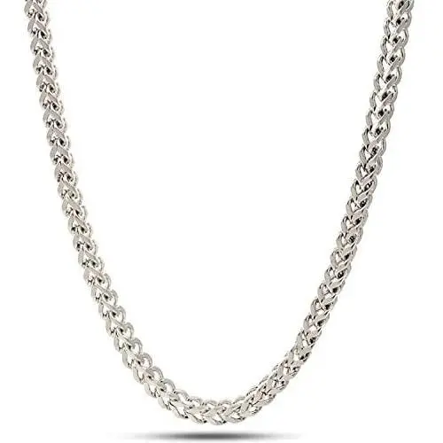 Sterling Silver Mens Solid Franco Square Box Link Chain Necklace/Bracelet - 1.8MM-4.7MM - Yellow or Rhodium Sterling Silver Mens Solid Franco Square Box Link Chain Necklace/Bracelet - 1.8MM-4.7MM - Yellow or Rhodium