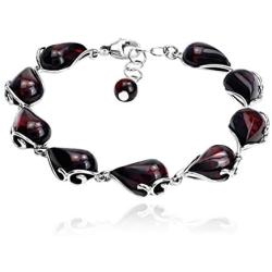Cherry Amber Sterling Silver Bracelet 21cm