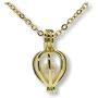 Pearlina Cultured Wish Pearl in Oyster Necklace Set Gold Plated Cage Locket w/ Stainless Steel Chain 18''