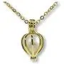 Pearlina Cultured Wish Pearl in Oyster Necklace Set Gold Plated Cage Locket w/ Stainless Steel Chain 18''
