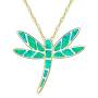 DMOMSA gem Green Exquisite Dragonfly Pendant Necklace Jewelry Gift Suitable for Birthday Party Anniversary Valentines Day