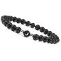 JOJOPANDA Matte Black Agate Beaded Bracelet Initial Letter Carved Natural Stone Elastic Bracelet 6mm Personalized Couple Gift