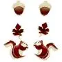 Rosemarie Collections Womens Set of 3 Favorite Stud Earrings Squirrel Acorn Leaf Rosemarie Collections Womens Set of 3 Favorite Stud Earrings Squirrel Acorn Leaf