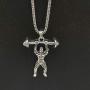 Weightlifting Necklace for Men, Bodybuilding Muscle Man Dumbbell Pendant Necklace with 27.6” Chain, Weightlifter Barbell Charm Necklace, Punk Rock Fitness Necklace, Hip Hop Gym Necklace Jewelry