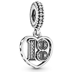 Pandora Jewelry 18 Years of Love Cubic Zirconia Charm in Sterling Silver