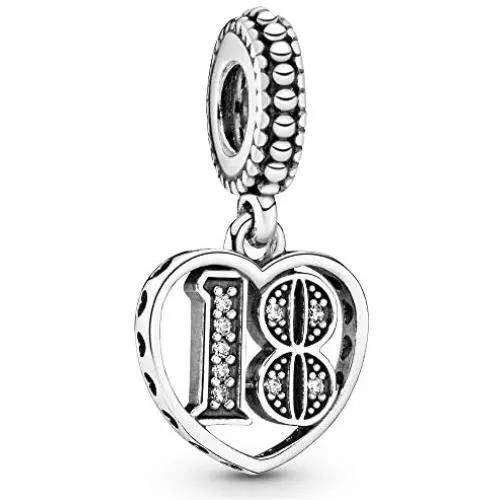 Pandora Jewelry 18 Years of Love Cubic Zirconia Charm in Sterling Silver Pandora Jewelry 18 Years of Love Cubic Zirconia Charm in Sterling Silver