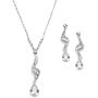 Mariell Graceful CZ and Crystal Necklace Earrings Set with Teardrops for Bridesmaids, Weddings & Prom