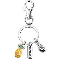 UJIMS IVF Gift Infertility Fearless Keychain with Pineapple Charm TTC Jewelry Encouragement Gift