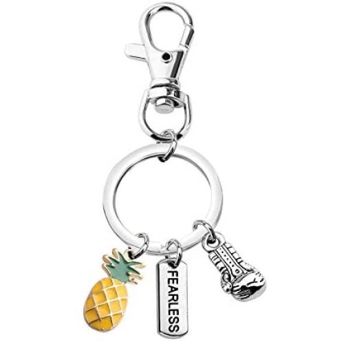 UJIMS IVF Gift Infertility Fearless Keychain with Pineapple Charm TTC Jewelry Encouragement Gift