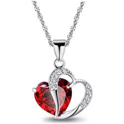 aihihe Jewelry Sets Earrings Necklace Set for Women Heart Crystal Rhinestone Silver Chain Jewelry Valentines Day Anniversary Birthday Gifts for Her