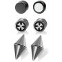 Aroncent 6Pcs Magnetic Ear Stud Mens Womens Spike Earring Non-Piercing Jewelry Stainless Black
