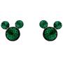 Disney Silver Plate Mickey Mouse Crystal Birthstone Stud Earrings