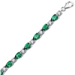 Peora 13.00 carats Pear Shape Simulated Emerald Bracelet in Sterling Silver