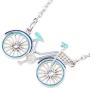 WEVENI Enamel Alloy Bicycle Necklace Bike Pendant Chain Unique Jewelry Gifts for Women Girls Ladies