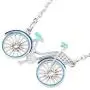 WEVENI Enamel Alloy Bicycle Necklace Bike Pendant Chain Unique Jewelry Gifts for Women Girls Ladies