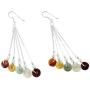 NOVICA .925 Sterling Silver Jade and Rainbow Moonstone Waterfall Earrings, Between Nations