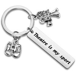 WUSUANED Drama Keychain Theatre is My Sport Comedy Tragedy Mask Keychain Broadway Theater Jewlery Theatre Gift