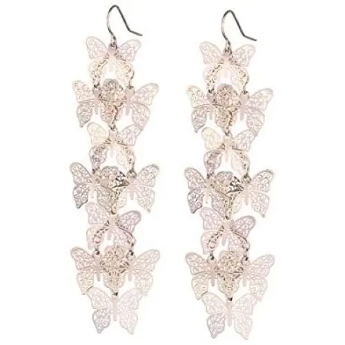 Nicole Miller New York Rosegold Casted Cutout Layered Butterfly Fashion Dangle Earrings Nicole Miller New York Rosegold Casted Cutout Layered Butterfly Fashion Dangle Earrings
