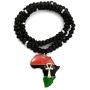 CBC Crown Pan African Colored Africa Map Continent Pendant Wooden Bead Necklace