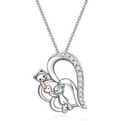 YAFEINI Elephant Necklace Sterling Silver Flying Butterfly Heart Pendant Jewelry Birthday Gifts for Women